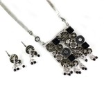 Black Mix Squares and Circles Necklace Set